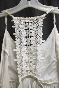 American Rag Cie - Flowy Cropped Crocheted Lace Detail Racer Back Tank - Size S