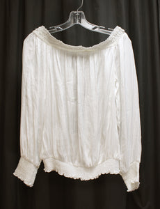 White House, Black Market - White Off/On Shoulder Lightweight, Half Sleeve Peasant Top - Size S (W/ TAGS)