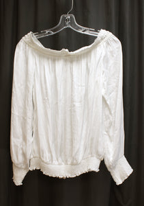 White House, Black Market - White Off/On Shoulder Lightweight, Half Sleeve Peasant Top - Size S (W/ TAGS)