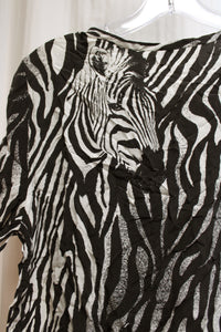 Equipment Femme - 100% Silk, Lightweight Short Sleeve Zebra Print Top - Size M