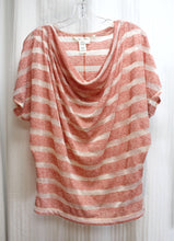 Load image into Gallery viewer, Max Studio - Heathered Red &amp; White Sheer &amp; Semi Sheer Stripe Cowl Neckline Dolman Sleeve Top - Size M