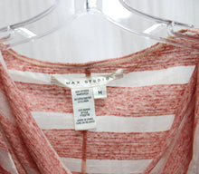 Load image into Gallery viewer, Max Studio - Heathered Red &amp; White Sheer &amp; Semi Sheer Stripe Cowl Neckline Dolman Sleeve Top - Size M