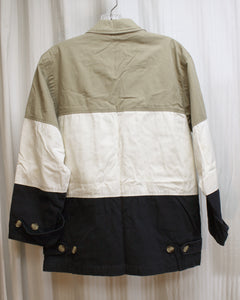 Vintage - Outerwear Essentials - Cotton Twill Tricolor, Taupe, Off White & Navy Sporty Petite Jacket - Size M Petite