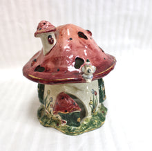 Load image into Gallery viewer, Vintage 2001 -  Whimsical Ceramic Mushroom House Tealight Candle Holder