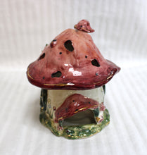 Load image into Gallery viewer, Vintage 2001 -  Whimsical Ceramic Mushroom House Tealight Candle Holder