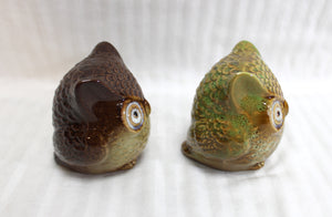 Pair of Vintage Ceramic Glazed Owls