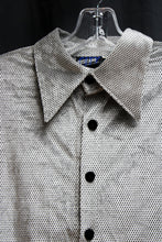 Load image into Gallery viewer, Men&#39;s Vintage - Positano, Charles Lapson- Silver w/ Micro Black Polka Dot Velvet Button Up Shirt - Size S