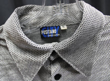 Load image into Gallery viewer, Men&#39;s Vintage - Positano, Charles Lapson- Silver w/ Micro Black Polka Dot Velvet Button Up Shirt - Size S