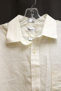 Men's Vintage - Damon - Cream on Cream Pinstripe Button Up Shirt - Size 17/35 (Approx XL)