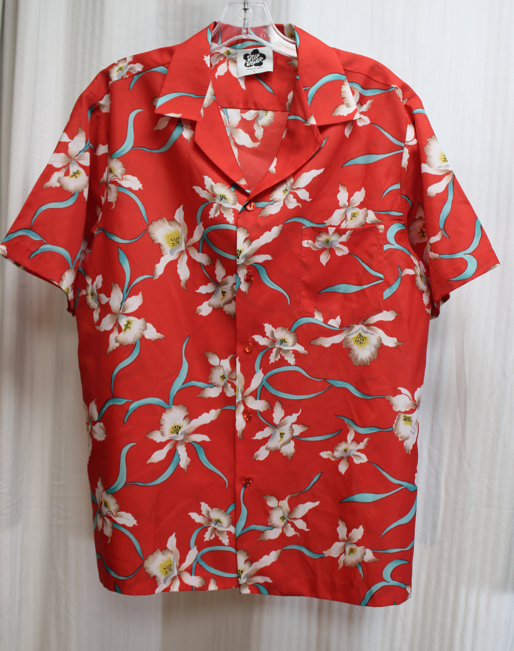 Men's Vintage 80's - Hilo Hattie - Short Sleeve Red Hawaiian Shirt - Size L