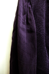 Vintage - Wild Rose Petite - Dark Purple Cropped Light Weight Textured Jacket w/ Embroidered Trim - See Measurements 15" Shoulders