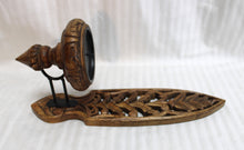 Load image into Gallery viewer, Ornately Carved Wooden Pillar Candle Sconce  14.5&quot; H