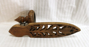 Ornately Carved Wooden Pillar Candle Sconce  14.5" H