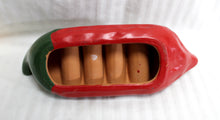 Load image into Gallery viewer, Hand Painted Terra Cotta Chili Pepper Taco Holder Server - 4 Slots