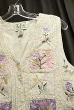 Load image into Gallery viewer, Vintage - Tantrums - Adorable Cotton/Linen Patchwork Embroidered &amp; Applique Floral Vest - Size Petite Small