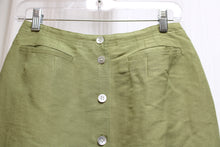 Load image into Gallery viewer, Emma James (Liz Claiborne) -Khaki Green,  Linen Blend Shell Button Front Skirt - Size 6 PETITE