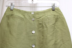 Emma James (Liz Claiborne) -Khaki Green,  Linen Blend Shell Button Front Skirt - Size 6 PETITE