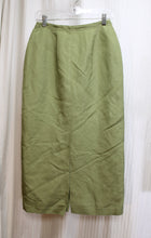 Load image into Gallery viewer, Emma James (Liz Claiborne) -Khaki Green,  Linen Blend Shell Button Front Skirt - Size 6 PETITE