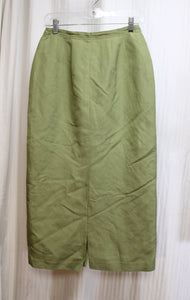 Emma James (Liz Claiborne) -Khaki Green,  Linen Blend Shell Button Front Skirt - Size 6 PETITE