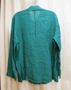 Harve Benard by Benard Holtzman - Teal Linen, Button Front Jacket/Shacket - Size 14