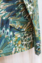 Load image into Gallery viewer, Zenergy by Chico&#39;s - Lightweight Blues, Greens &amp; Browns Botanical Tropical Print Zip Front Jacket - Size 2 (Chico&#39;s Sizing = L/12)