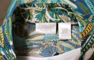 Zenergy by Chico's - Lightweight Blues, Greens & Browns Botanical Tropical Print Zip Front Jacket - Size 2 (Chico's Sizing = L/12)