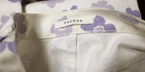 Pacsun - White w/ Periwinkle Flowers, Highrise Denim Jeans - Size 26