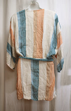 Load image into Gallery viewer, L Space - Natural, Peaches &amp; Blues Dolman Sleeve Wrap Tie Waist Coverup /Cardigan - Size XS