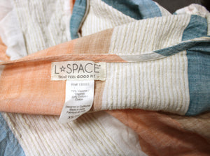 L Space - Natural, Peaches & Blues Dolman Sleeve Wrap Tie Waist Coverup /Cardigan - Size XS