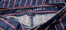 Load image into Gallery viewer, American Eagle Outfitters - Blue Denim w/ Red &amp; White Pinstripe Mini Skirt - Size 0