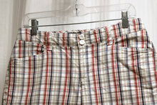 Load image into Gallery viewer, Eddie Bauer - White, Taupe, Blue &amp; Red Plaid Bermuda Shorts - Size 2