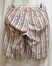 Load image into Gallery viewer, Eddie Bauer - White, Taupe, Blue &amp; Red Plaid Bermuda Shorts - Size 2