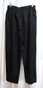 Vintage 80's - Lizsport - 100% Silk Black Pleat Waist Pants - Size 12