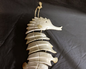 Glazed Ceramic Segmented Hanging Seahorse 13"