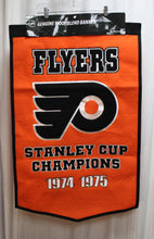 Load image into Gallery viewer, NHL - Philadelphia Flyers- Stanley Cup Champions 1974 1975 - Wool Blend Embroidered Banner 24&quot;x37&quot;