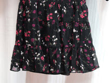 Load image into Gallery viewer, Joie - Black Sheer Over Lining, 3/4th Sleeve Black Floral Elastic Waist Mini Dress - Size XXS