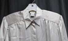 Load image into Gallery viewer, Vintage - Koret Career - Silver Gray Satin Hidden Front Button Placket Blouse - Size 12 (vintage)