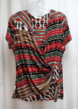 Load image into Gallery viewer, Calvin Klein - Multicolor Abstract Stripe Faux Wrap Top - Size M