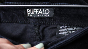 Buffalo, David Bitton- Black Velvet Stretch High Rise Skinny Jeans - Size 16/36