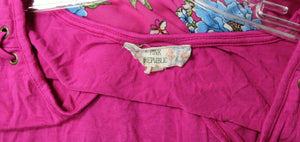 Pink Republic - Magenta Pink, Laced Shoulder Detail, Semi Sheer Floral Back Top - Size XL