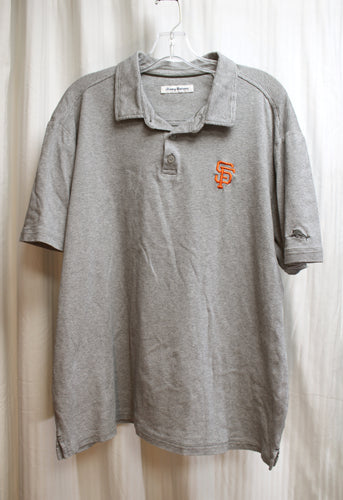 Men's - Tommy Bahama -San Francisco Giants Polo Shirt,  Gray Stripe - Size XL