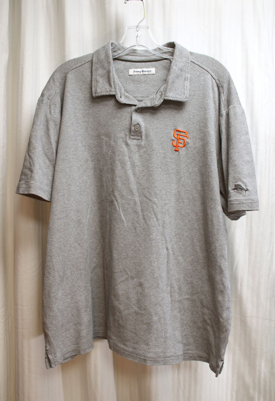 Men's - Tommy Bahama -San Francisco Giants Polo Shirt,  Gray Stripe - Size XL