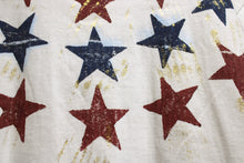 Load image into Gallery viewer, Vintage - Single Stitch, White w/ Red &amp;Blue Stars &amp; Metallic Gold Glitter- T shirt - Size L