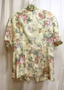 Leslie Fay Petite - Pale Yellow/Beige Floral Short Sleeve Blazer - Size 16