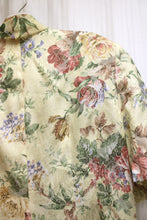 Load image into Gallery viewer, Leslie Fay Petite - Pale Yellow/Beige Floral Short Sleeve Blazer - Size 16