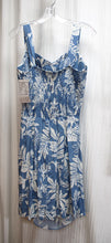 Load image into Gallery viewer, Vintage Deadstock w/ Tag) -Paradise Found -  Blue Gray &amp; White Botanical Print Sleeveless Wrap Skirt Dress - Size XL