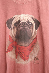 Vintage - Bob Harrison - Pug in Bandana Artwork- Vintage Red Heathered T-Shirt - Size M