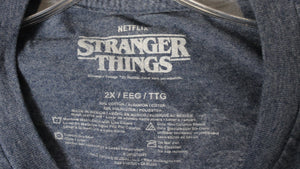 Netflix. Stranger Things (TV Show) 2-Sided Graphic, Blue Gray Heathered T-Shirt - Side 2XL (Back shown first photo)