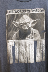 Star Wars / VFifth Sun - Jedi Master Yoda, Free Words of Wisdom- Gray Blue Heathered T-Shirt - Size XL