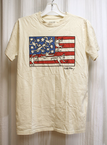 Keith Haring (Official) - American Flag - Light Tan T-Shirt - Size S